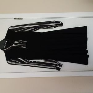 NWT - Smak Parlour Black Dress with Black and White Stripes Sleeves & Bow XS